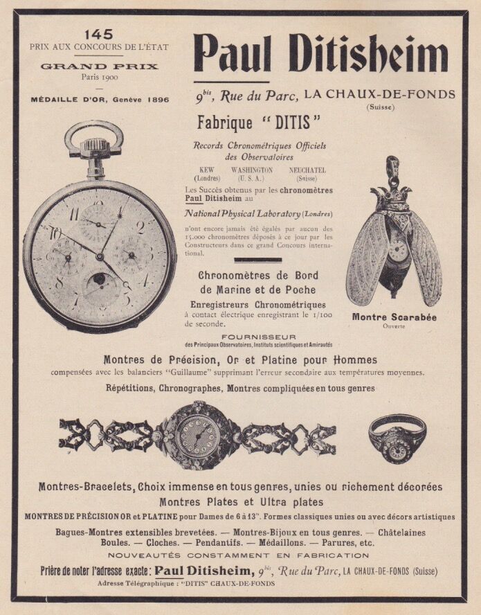 Paul Ditisheim fabrique Ditis montre scarabée bague-1913