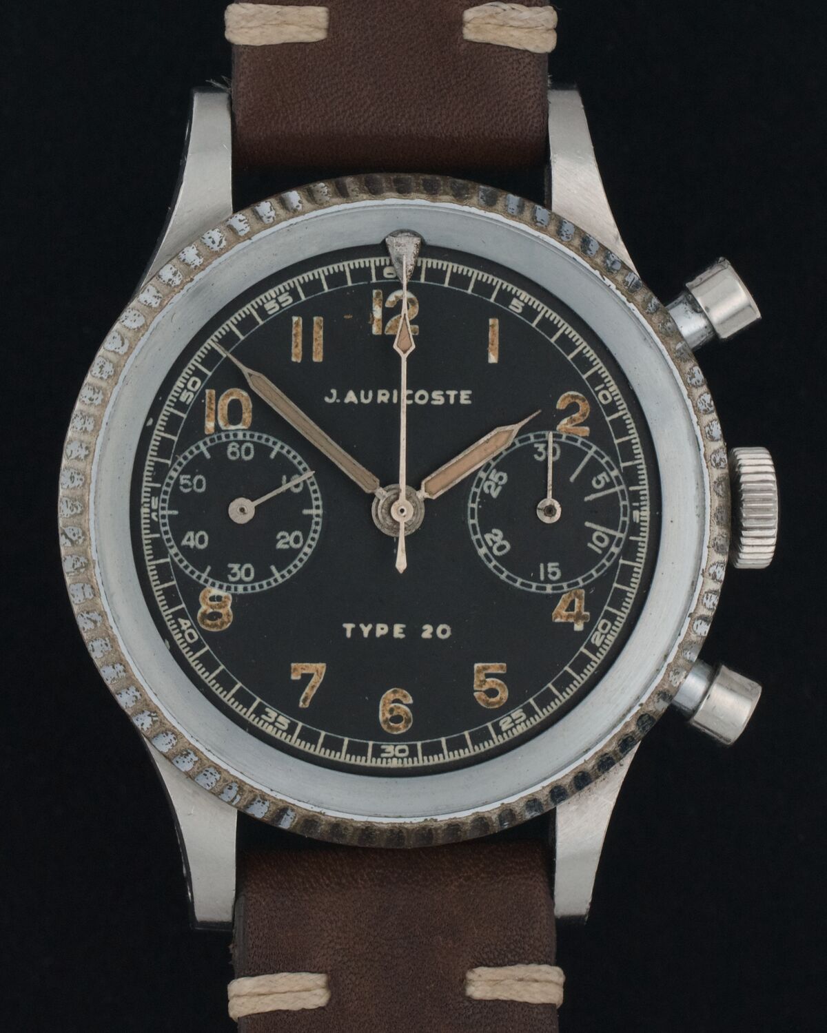 J. Auricoste Type 20 military chronograph with Lemania 2040